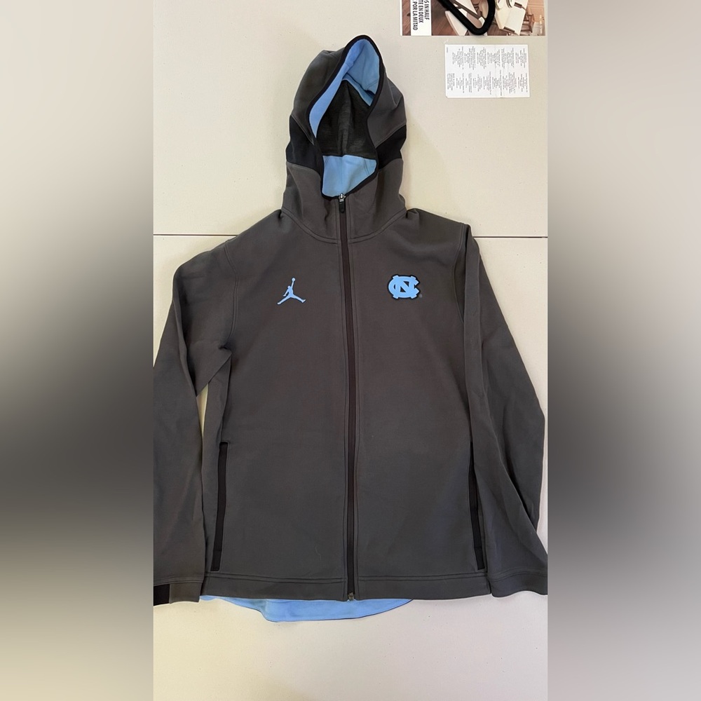 Jordan Men's UNC Dark Gray Jacket with Carolina Blue Accents